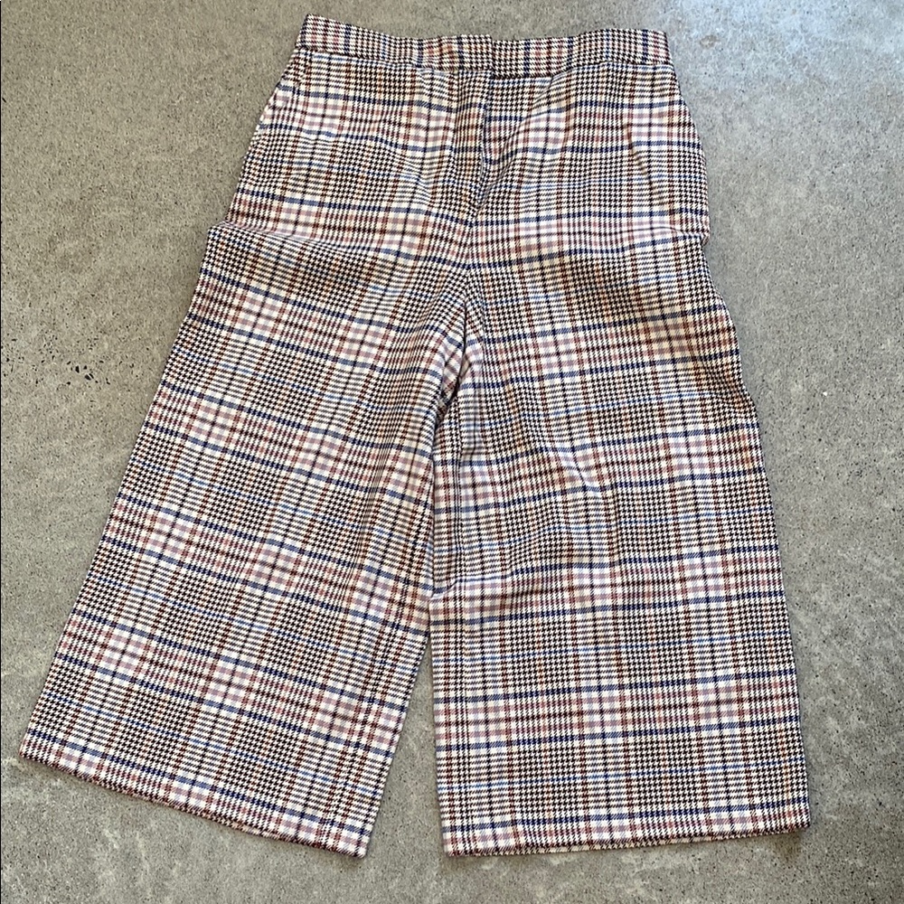 Massimo Dutti Tan and Black Wide-Leg Pants